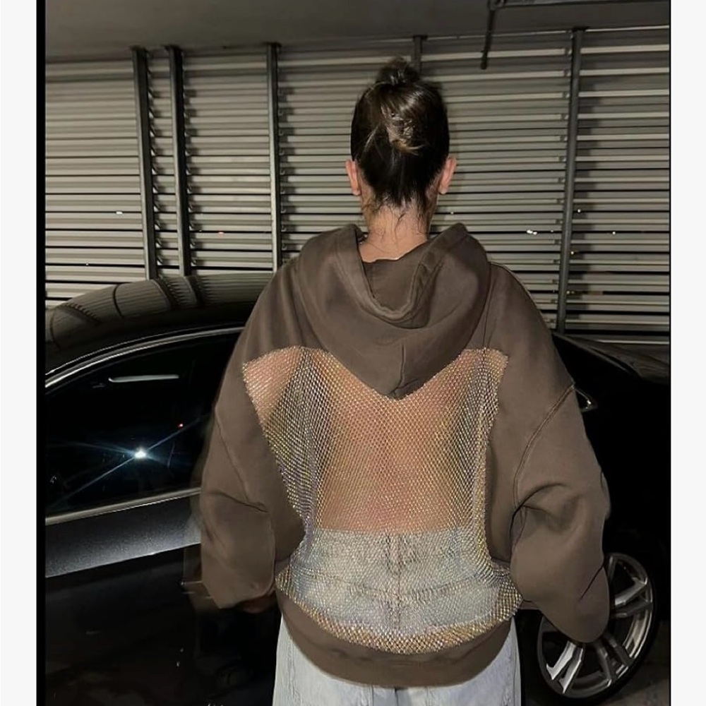 Brown Mesh-Back Women's Hoodie